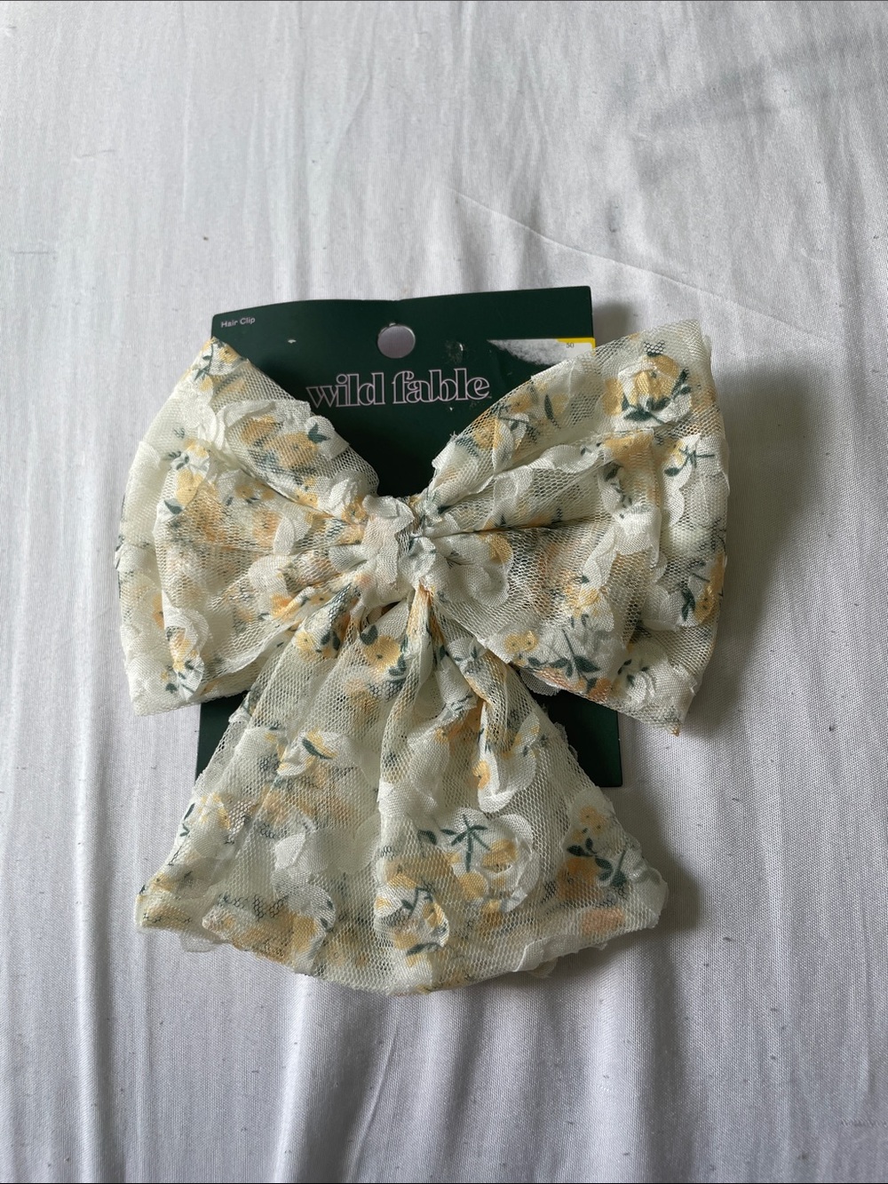 wild fable Cream Floral Bow Hair Clip with Yellow Accents